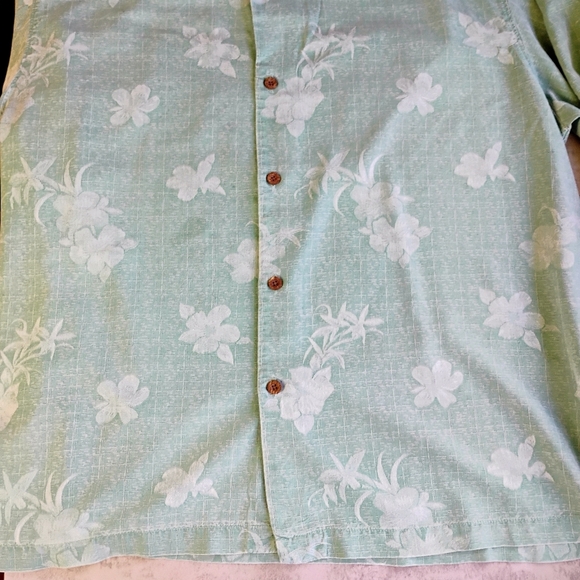 Tommy Bahama Silk Hawaiian Shirt Mens XXL Turquoise Tropical Florals Camp Beach - Picture 9 of 12